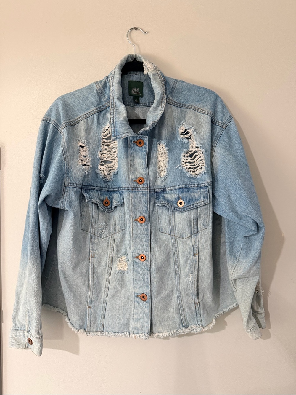 wild fable Light Blue Distressed Denim Jacket